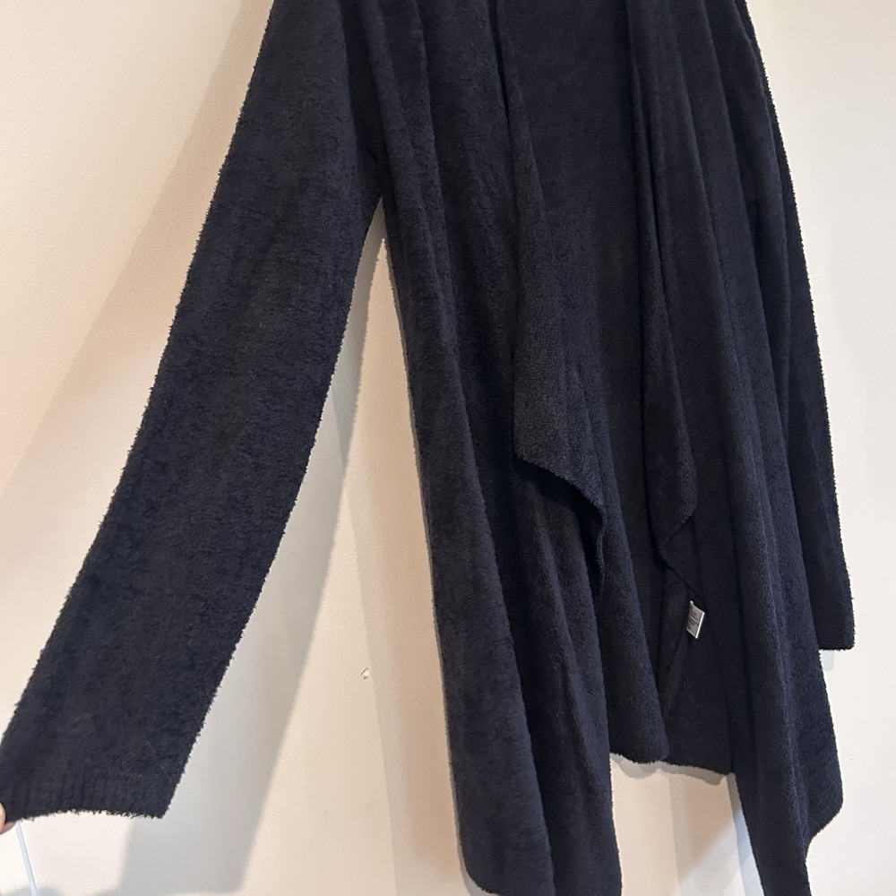 Barefoot Dreams Cardigan Sweater Sz L/XL Bamboo Chic Lite Black Cozy Knit - Picture 5 of 12